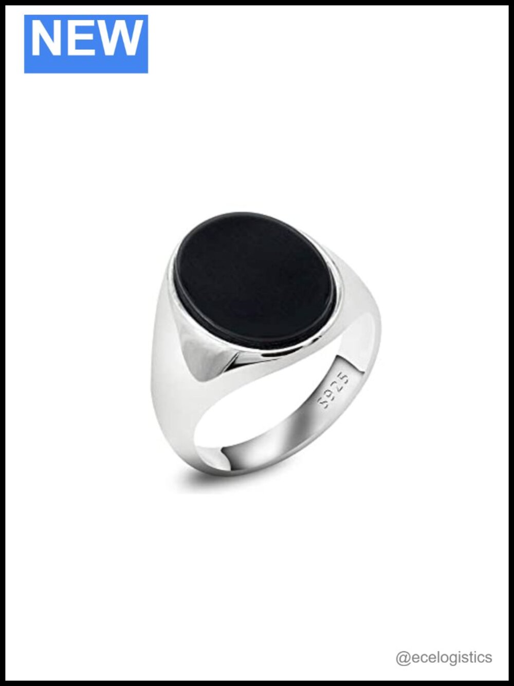 S925 Sterling Silver Black Onyx Stone Ring for Men Turkish Handmade